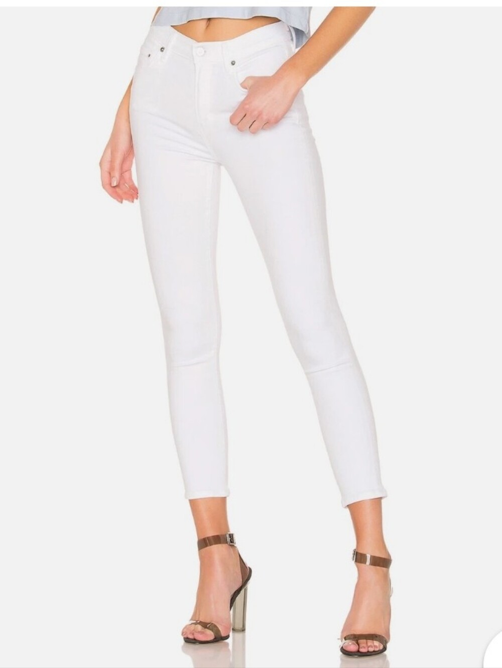 Citizens Of Humanity Rocket Crop Mid-Rise Skinny Women White Sz29 Jeans Vacation